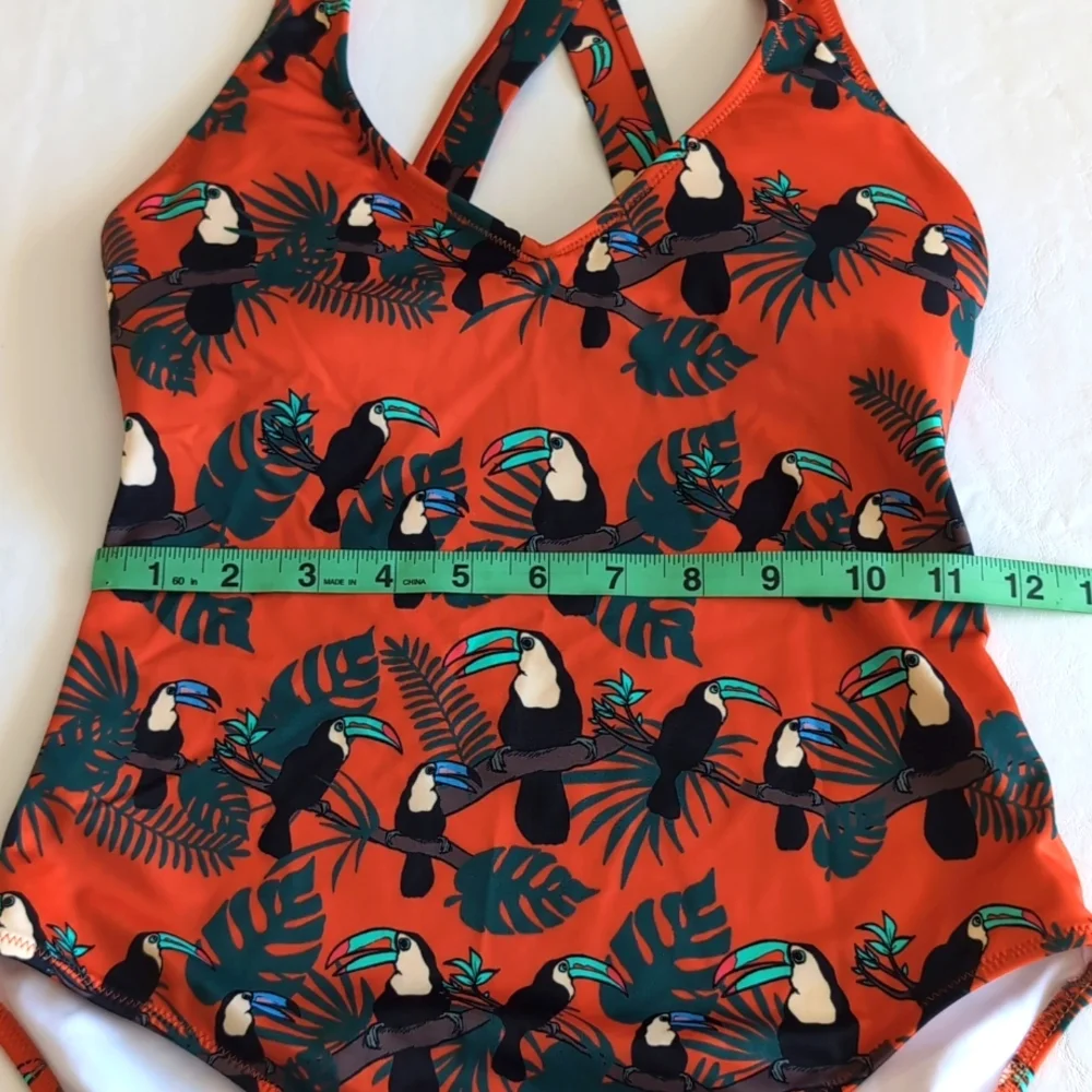 MeUndies Tucan One Piece Bathing Suit Bird Print Women's Size XS